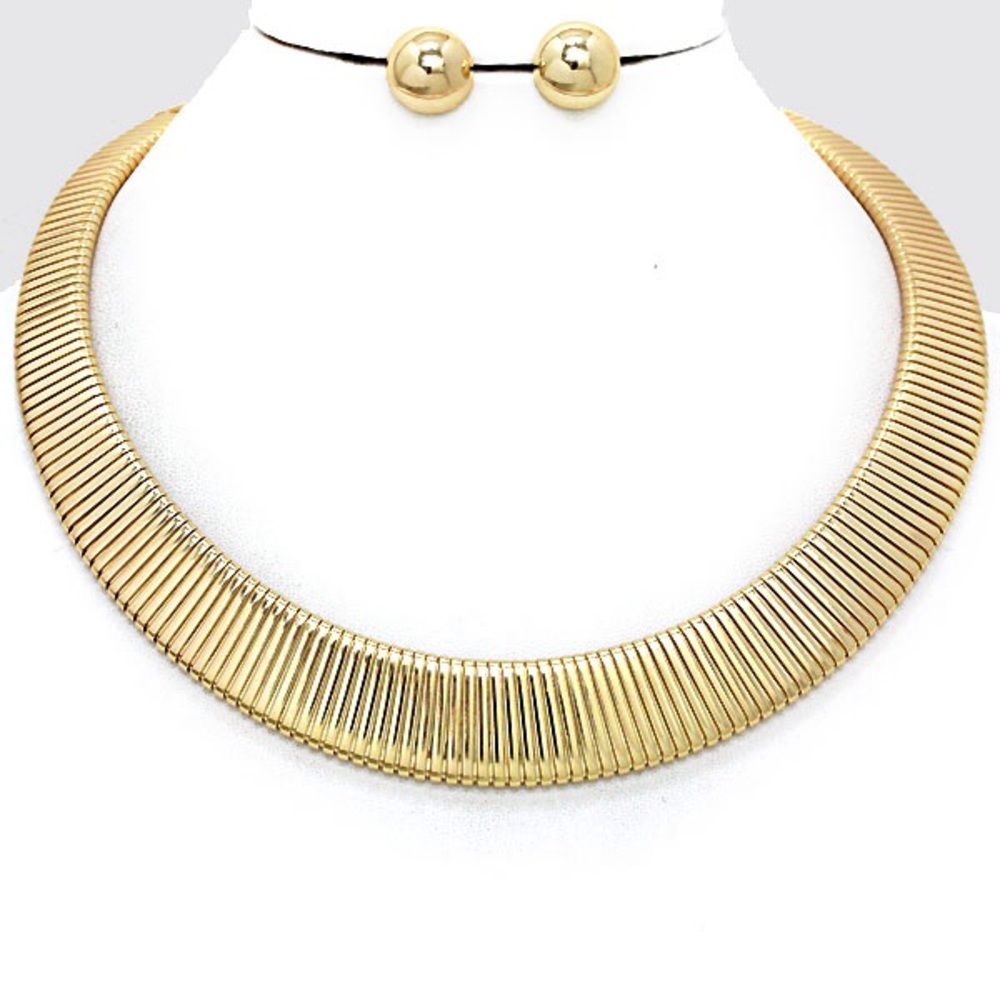 Gold Choker Necklace And Earrings Set